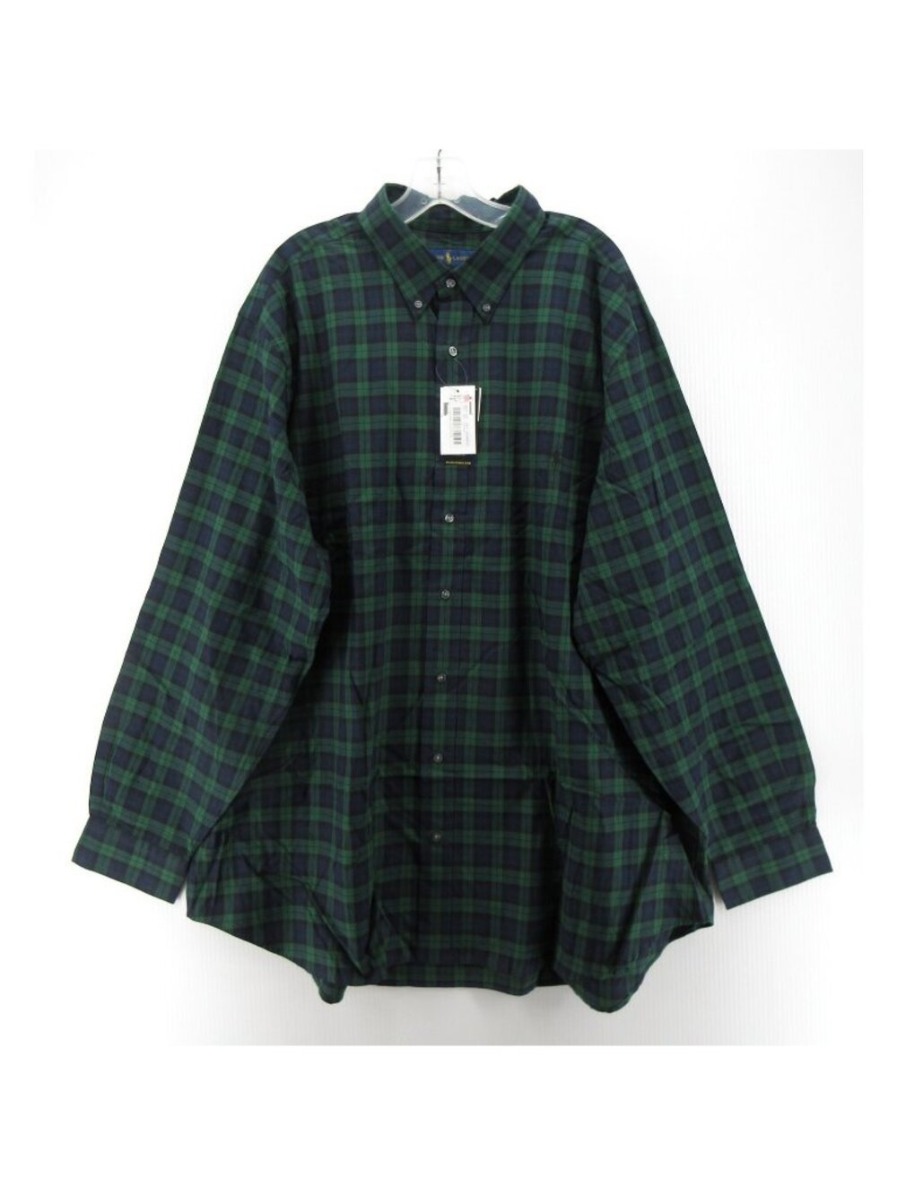 Ralph Lauren Shirt 2XB Big Green Button Down Plaid Pony Preppy Woven